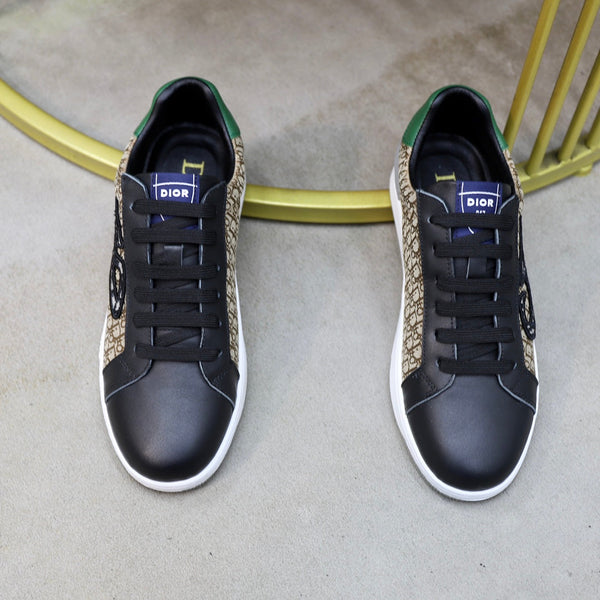 CD LOW TOP BASIC SNEAKER NERA IN VITELLO E JACQUARD