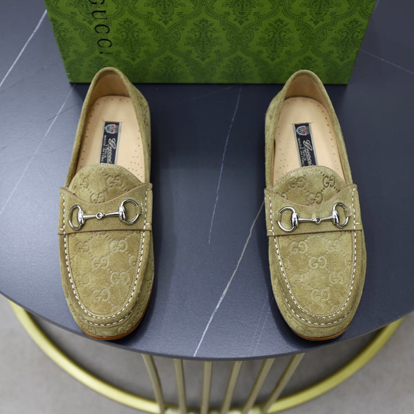 GG Men's Horsebit Loafer Olive Green Suede 600394