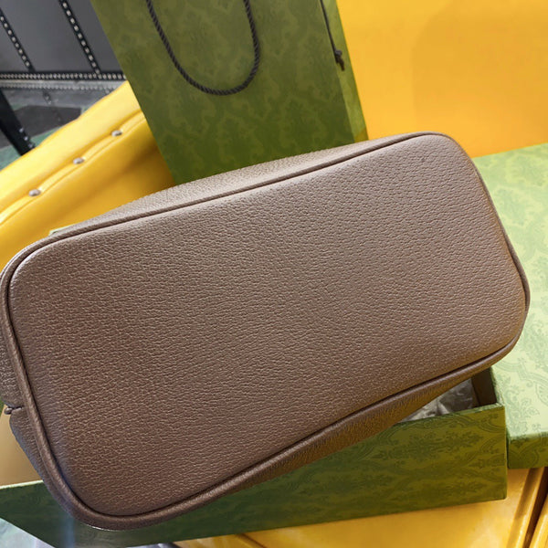BORSA GG OPHIDIA PICCOLA DA 25 LT IN TELA BEIGE ED EBANO