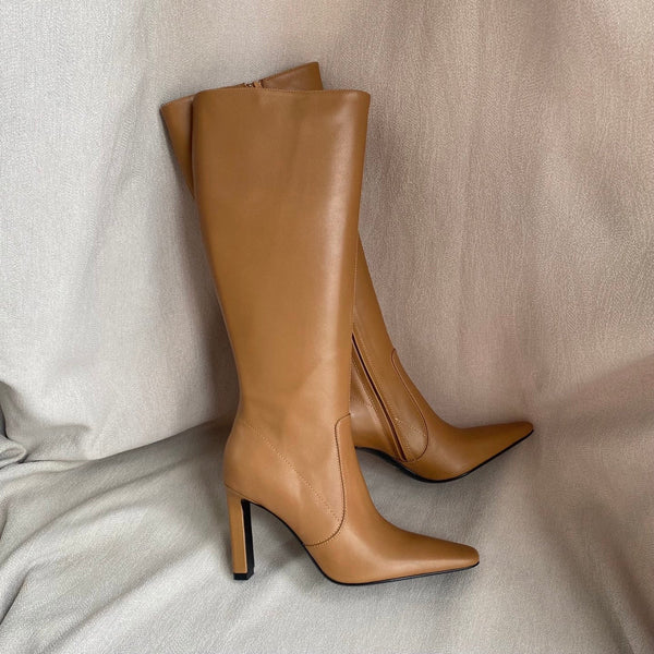 YSL Jill Boots 75mm Brown Smooth Cafskin 429096