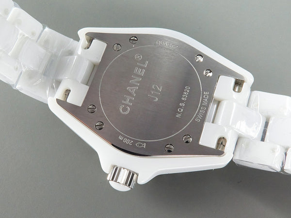 J12 Date Quartz Ceramica Bianca Numeri di Diamanti Quadrante Bianco 
