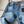 LV Flower Leather Label Straight Jeans Blue Cotton