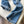 LV Flower Leather Label Straight Jeans Blue Cotton