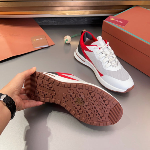 LP BRUNELLO SNEAKERS GRIGIO CHIARO E ROSSO MESH TRASPIRANTE