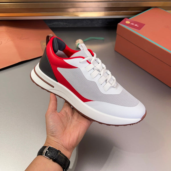LP BRUNELLO SNEAKERS GRIGIO CHIARO E ROSSO MESH TRASPIRANTE
