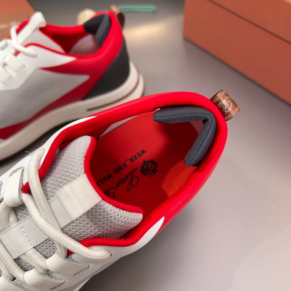 LP BRUNELLO SNEAKERS GRIGIO CHIARO E ROSSO MESH TRASPIRANTE