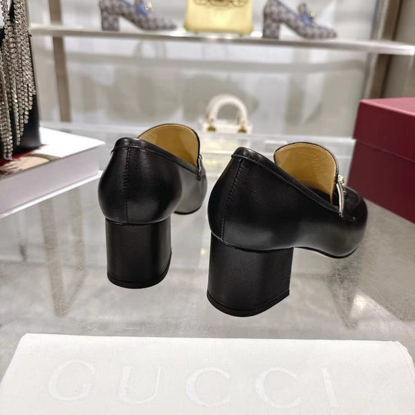 GG Women's Loafer Pump 55mm Horsebit Black Soft Cowhide 502606