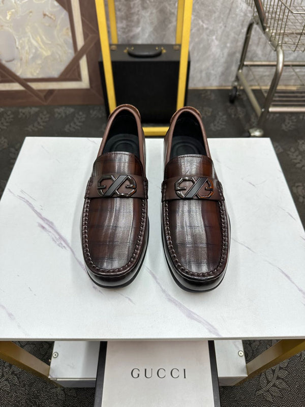 GG Men's Loafer Brown Embossed Cowhide 532511