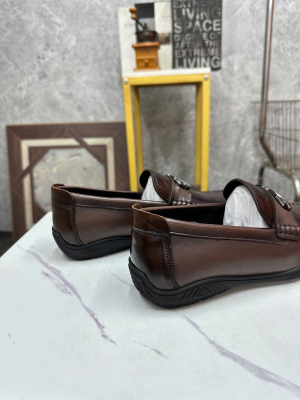 GG Men's Loafer Brown Embossed Cowhide 532511