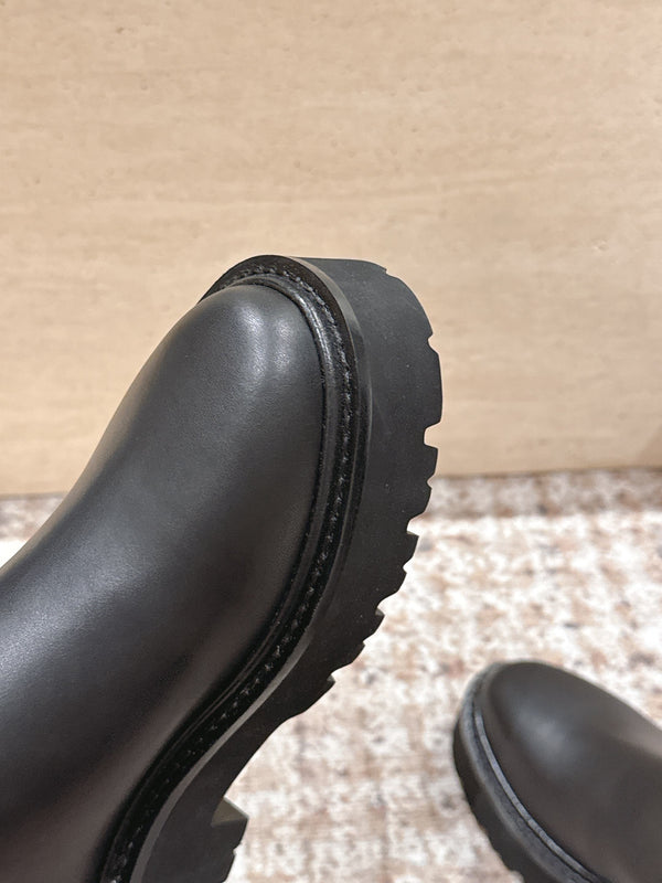 LV Celine Margaret Chelsea Boots Dark Brown  Calfskin and Woolen Fabric 532986