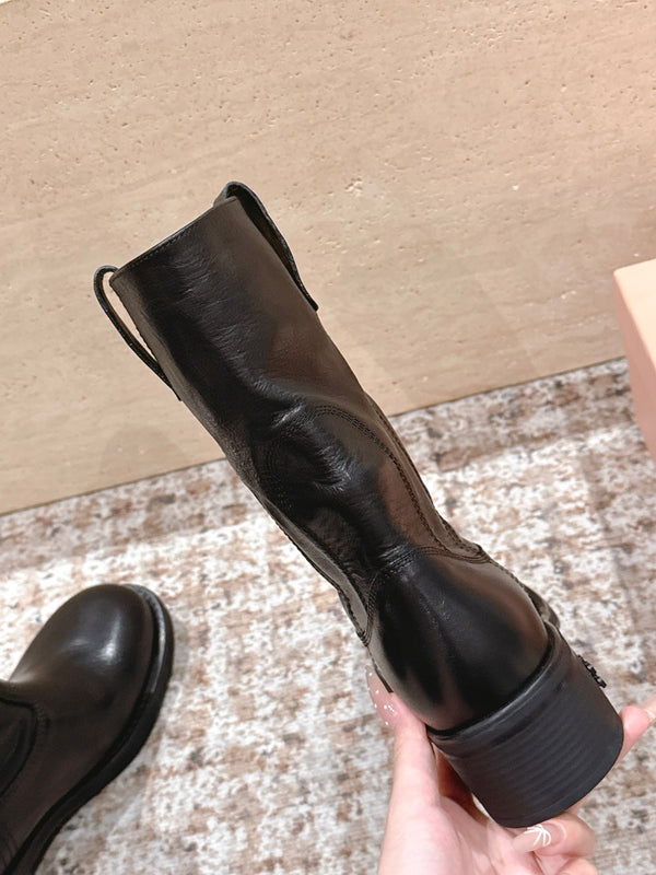 MiuMiu's 26SS Runway Slouch Boots Dark Brown Leather 533043