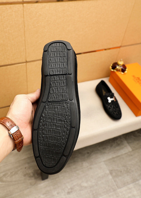 HM Men's Loafer Black Cowhide Embossed 709719