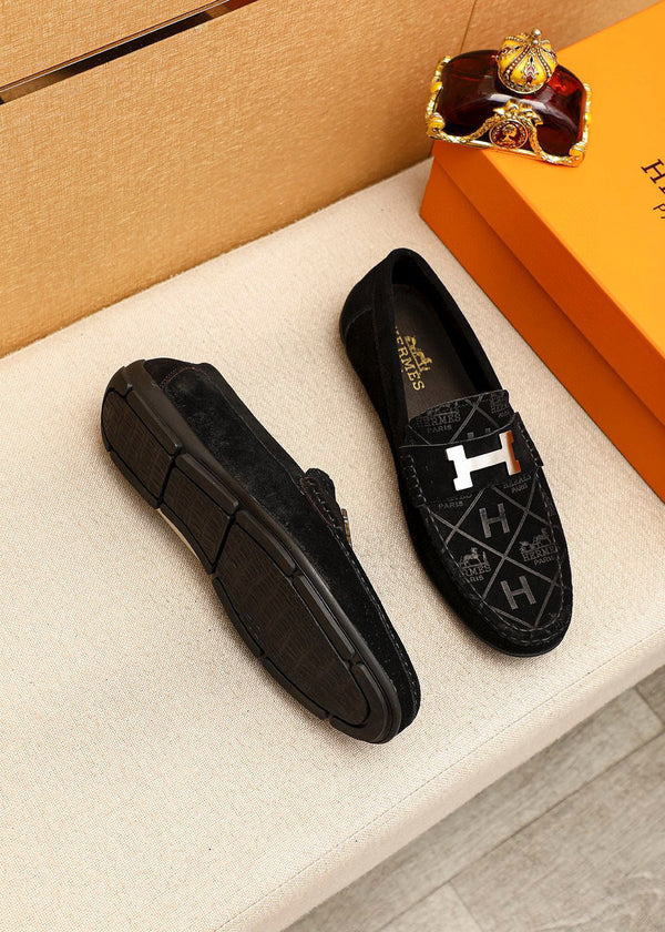 HM Men's Loafer Black Cowhide Embossed 709719