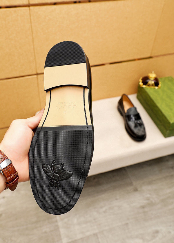 GG Men's Loafer Black Canvas Cowhide 720625