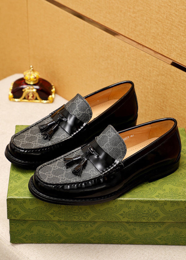 GG Men's Loafer Black Canvas Cowhide 720625