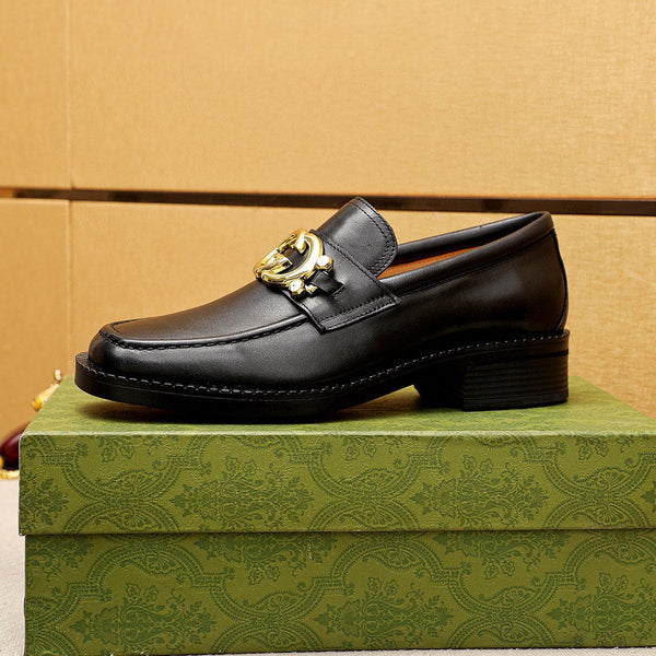 GG Men's Loafer Black GG Gold Cowhide 736977