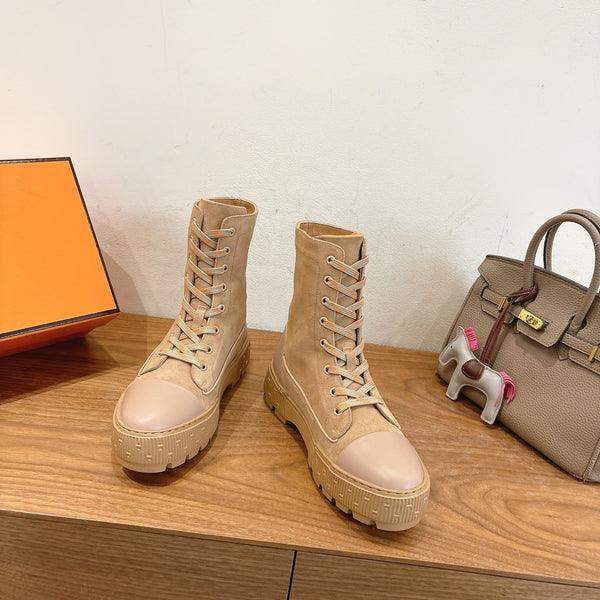 HM 26S Fresh Ankle Boots 4cm Light Beige Suede 110599