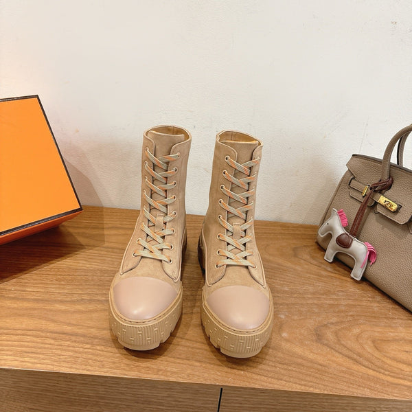 HM 26S Fresh Ankle Boots 4cm Light Beige Suede 110599