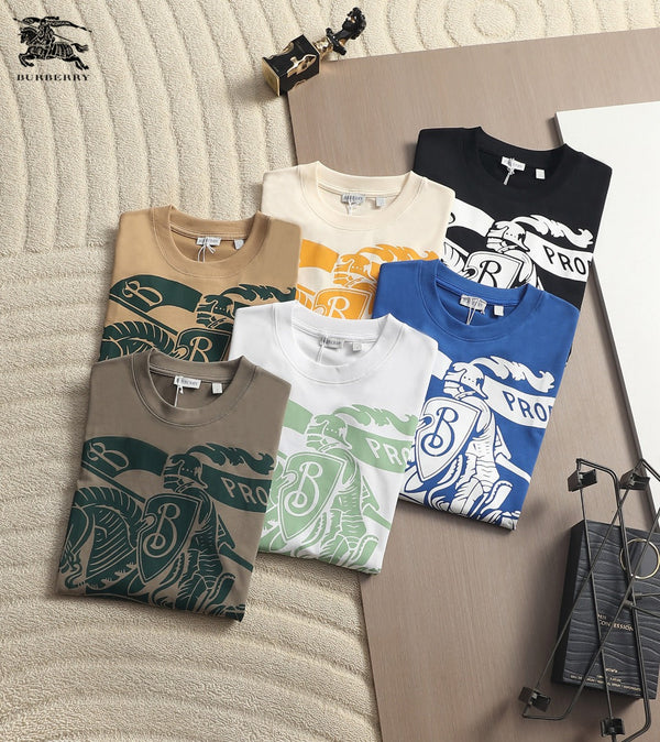 T-shirt surdimensionné Burberry homme Knight en coton vert-gris