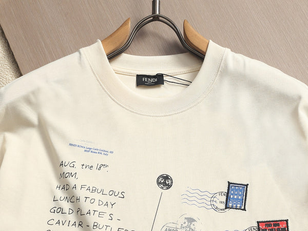 Fendi Men Oversized T-Shirt Cream Cotton