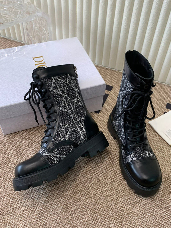 CD D-Unit Ankle Boot In Black Tweed Fabric And Cowhide 113474