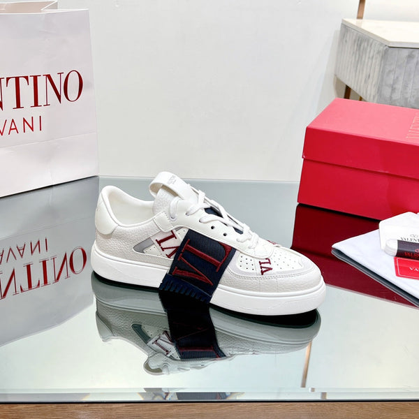 valenti low top vl7n white calfskin black red canvas