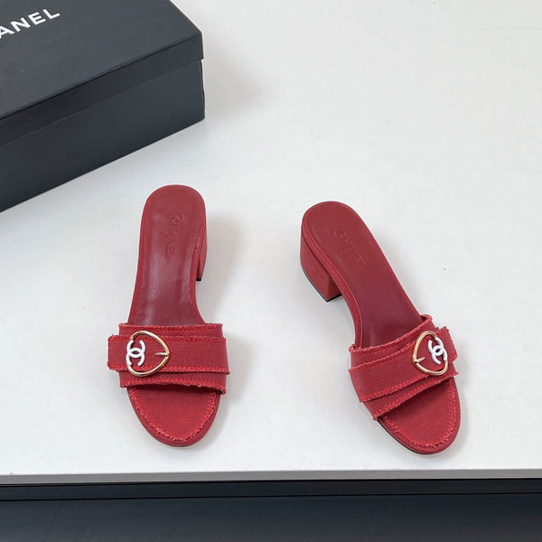 Sandali CC Mule in tessuto di tela rossa 149440