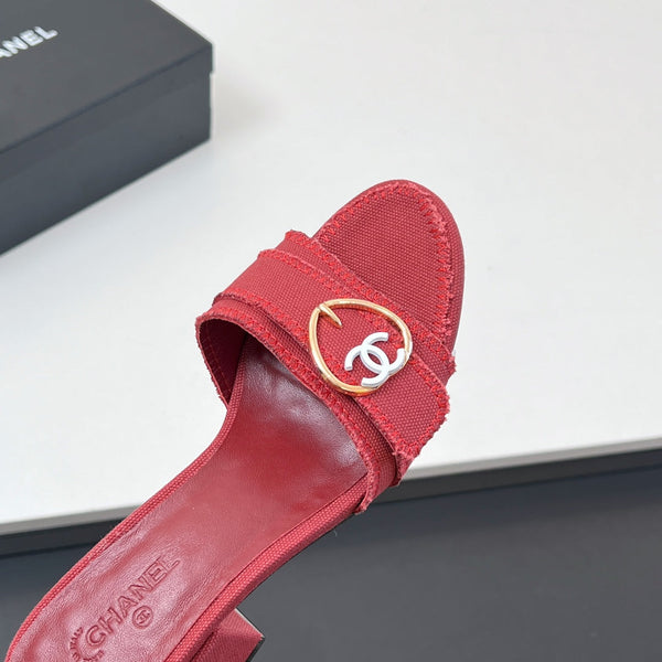 Sandali CC Mule in tessuto di tela rossa 149440