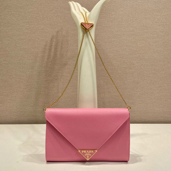 PRA Cross pattern envelope bag pink leather 341153