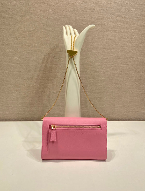 PRA Cross pattern envelope bag pink leather 341153