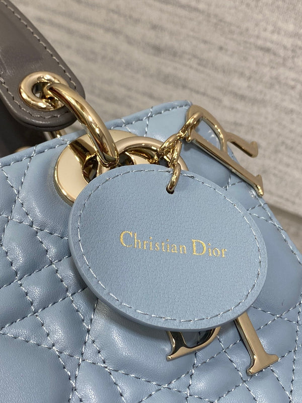Lady Bag 20cm Celeste Blue Grey Lambksin