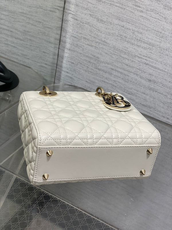 small lady 20 white black lambskin