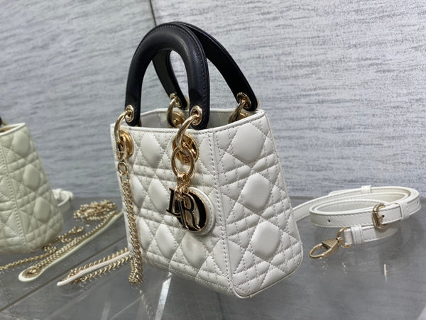 mini lady 17 bianco nero pelle di agnello