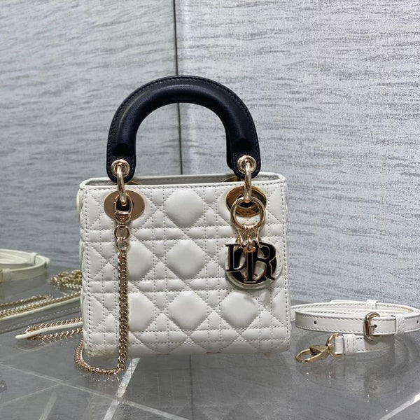 mini lady 17 bianco nero pelle di agnello