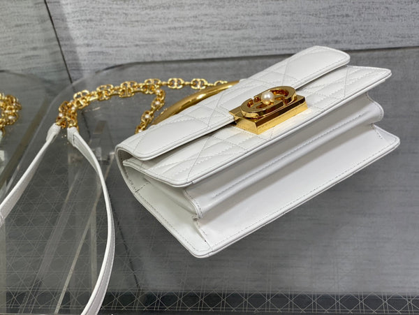 BORSA MINI 20 ANGE IN PELLE DI AGNELLO MACROCANNAGE BIANCA