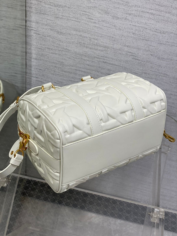 BORSA GROOVE 25 IN PELLE DI VITELLO MACROCANNAGE BIANCA CON FERRAMENTA ORO