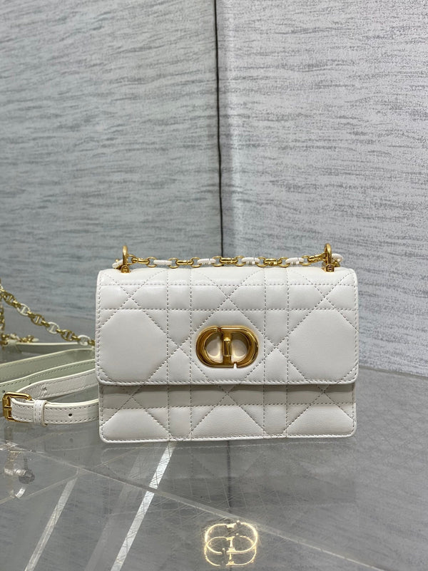 BORSA MISS CARO MINI 17 IN PELLE DI AGNELLO MACROCANNAGE BIANCA