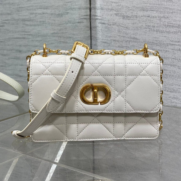 BORSA MISS CARO MINI 17 IN PELLE DI AGNELLO MACROCANNAGE BIANCA