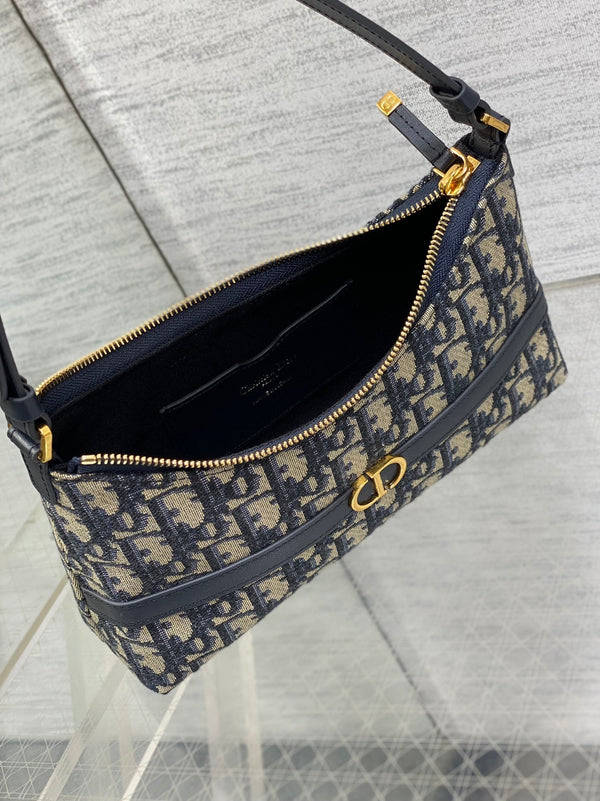 BORSA MONTAIGNE CIGALE MINI 24 IN JACQUARD DIOR OBLIQUE BLU