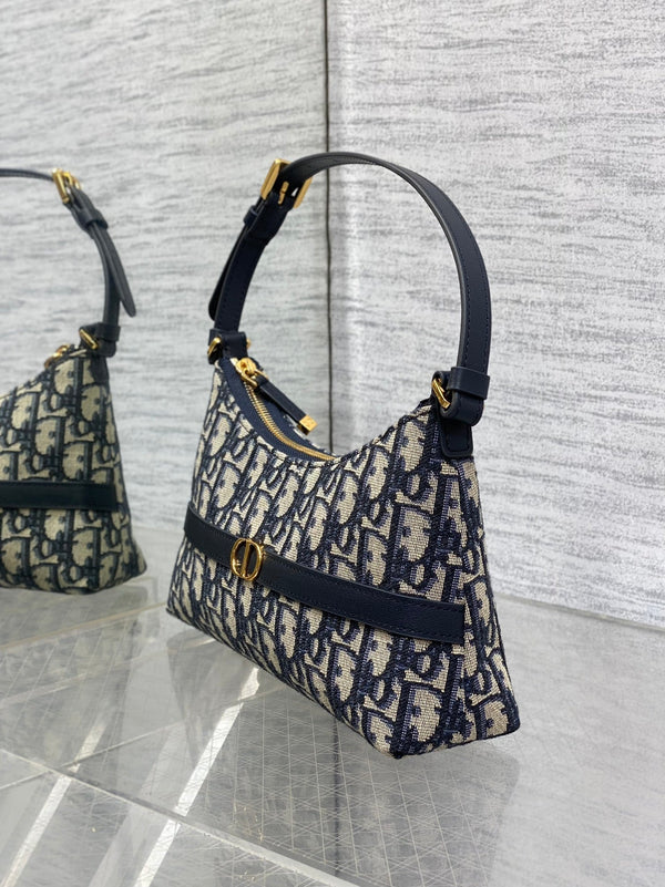 BORSA MONTAIGNE CIGALE MINI 24 IN JACQUARD DIOR OBLIQUE BLU