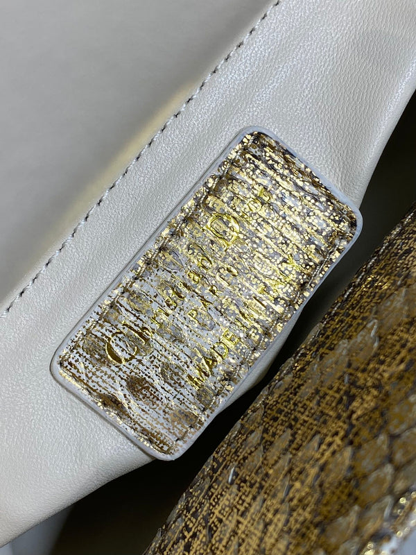 MINI 17 BORSA DA DONNA IN PELLE DI AGNELLO CON MOTIVO SERPENTE ORO CHIARO