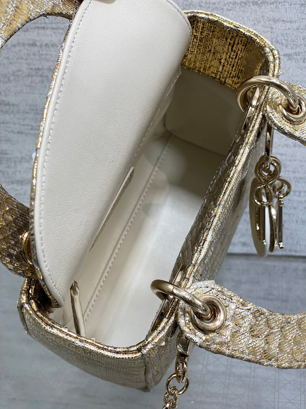 MINI 17 BORSA DA DONNA IN PELLE DI AGNELLO CON MOTIVO SERPENTE ORO CHIARO