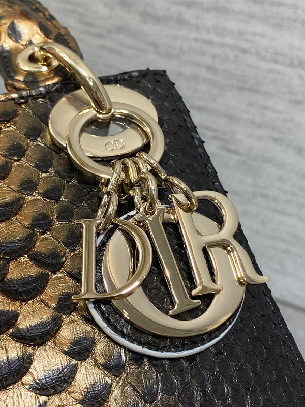 MINI 17 BORSA DA DONNA IN PELLE DI AGNELLO CON MOTIVO SERPENTE MIX NERO MARRONE CAFFÈ