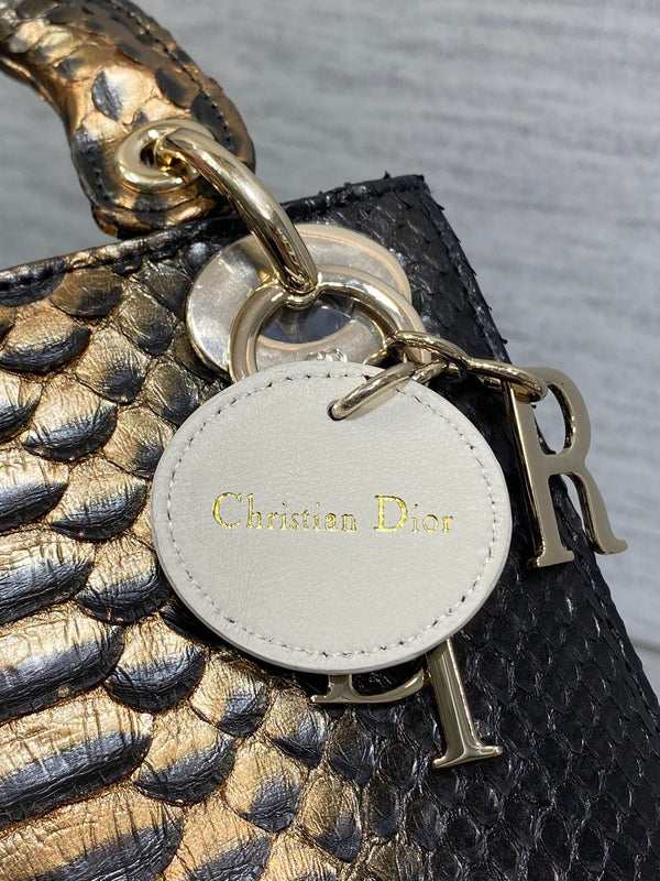 MINI 17 BORSA DA DONNA IN PELLE DI AGNELLO CON MOTIVO SERPENTE MIX NERO MARRONE CAFFÈ