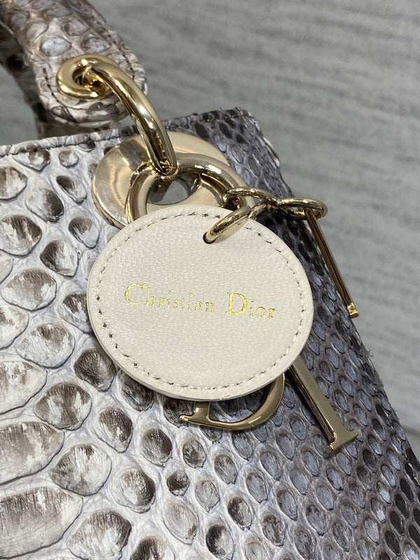 MINI 17 BORSA DA DONNA IN PELLE DI AGNELLO CON MOTIVO SERPENTE NERO E BIANCO