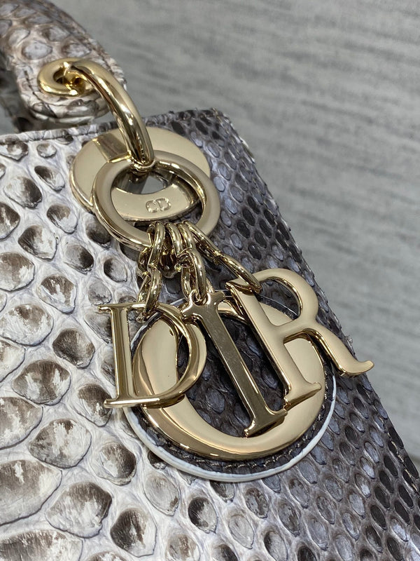MINI 17 BORSA DA DONNA IN PELLE DI AGNELLO CON MOTIVO SERPENTE NERO E BIANCO