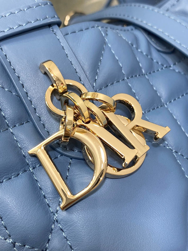 BORSA ALWAYS MINI 23 IN PELLE DI VITELLO MACROCANNAGE AZZURRO