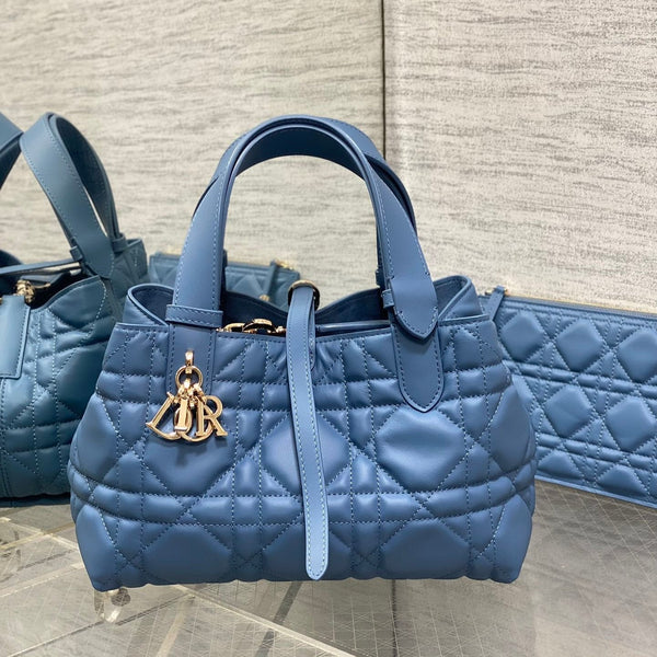 BORSA ALWAYS MINI 23 IN PELLE DI VITELLO MACROCANNAGE AZZURRO