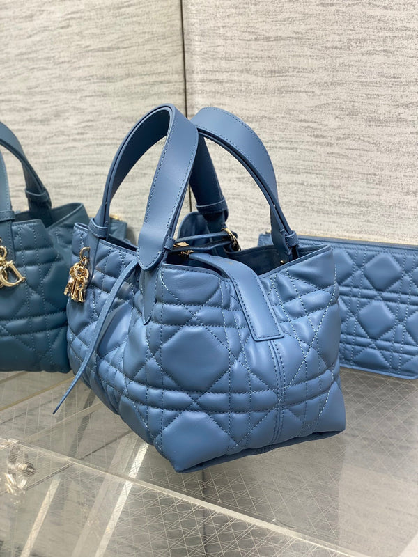 BORSA ALWAYS MINI 23 IN PELLE DI VITELLO MACROCANNAGE AZZURRO