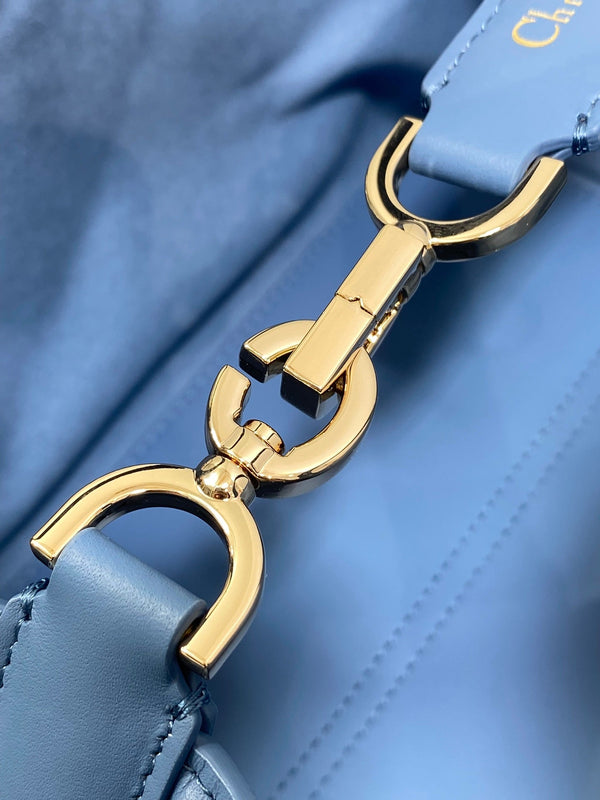 BORSA ALWAYS MINI 23 IN PELLE DI VITELLO MACROCANNAGE AZZURRO